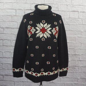 Vintage 90s Worsted Wool Mohair Chunky Knit Turtleneck Sweater